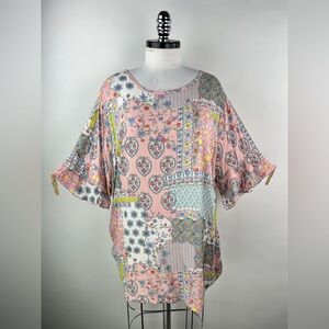 💚 3120. Boho Print Flared Sleeve Blouse